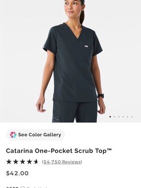 Figs Catarina One-Pocket Scrub Top in Dark Harbor
